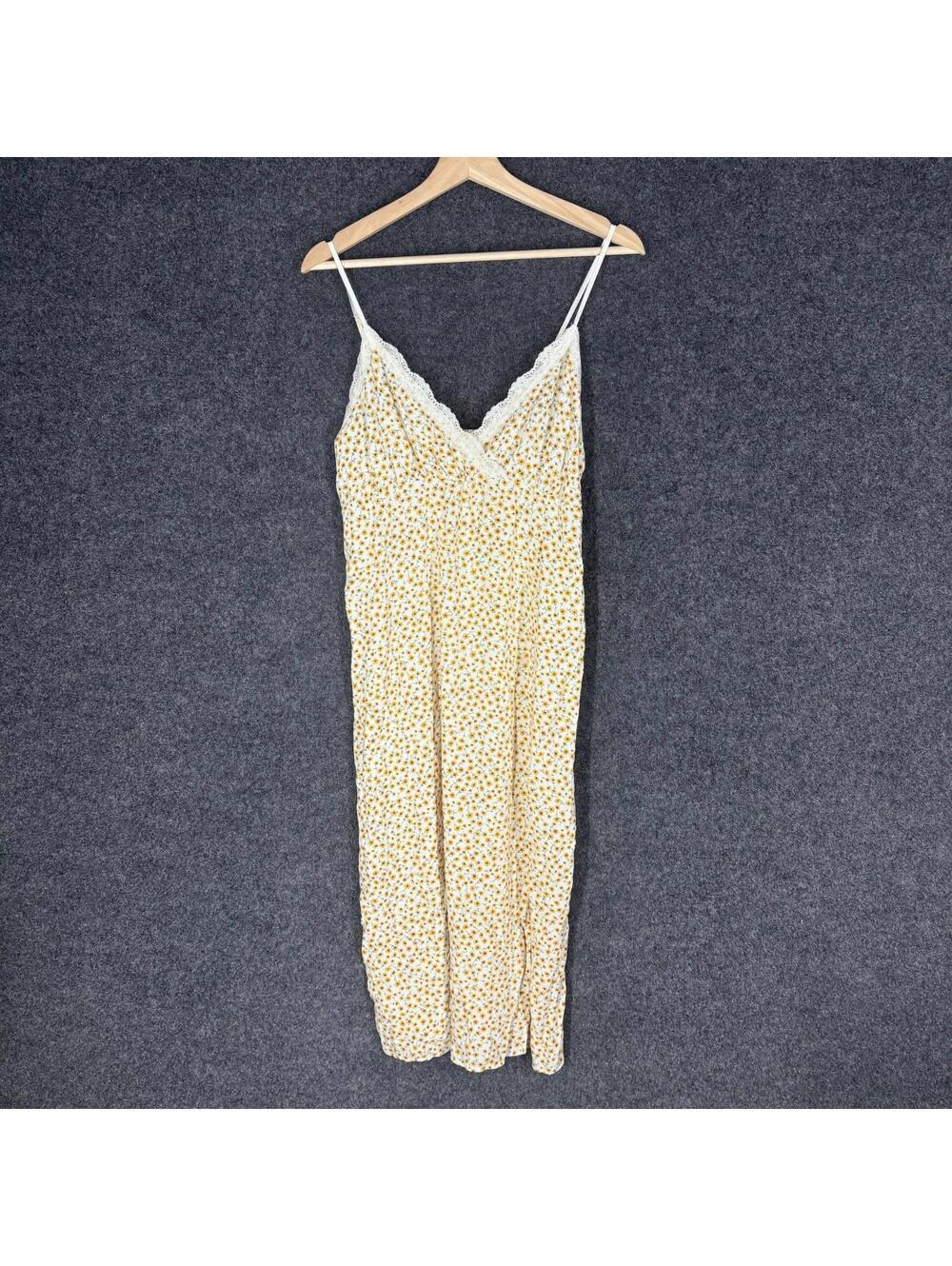 NoBo Dress Women L Large White Floral Maxi Long Sleeveless V-Neck Rayon Casual
